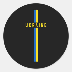 Vertical Ukraine Flag With Text “ukraine” In Capit Classic Round Sticker