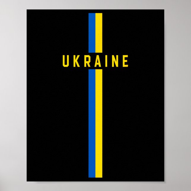 Vertical Ukraine Flag With Text “ukraine” In Capit Poster (Front)