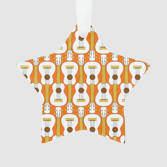 Vertical Ukulele Pattern  Ornament (Front)