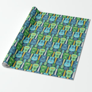 Vertical Ukulele Pattern  Wrapping Paper