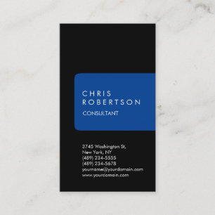 Vertical Unique Black Blue Stripe Business Card