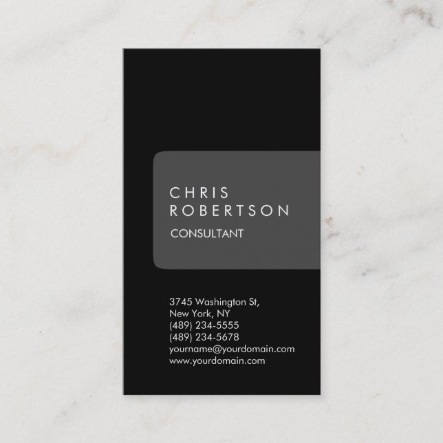 Vertical Unique Black Grey Stripe Business Card (Front)