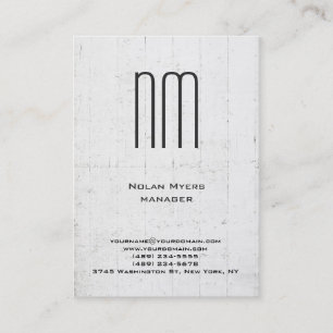 Vertical unique plain simple grey monogram business card