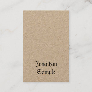 Vertical Vintage Nostalgic Classic Look Real Kraft Business Card