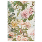 Vertical Vintage Pink Yellow Roses Botanical Birds