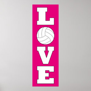 Vertical Volleyball Love Custom Colour Poster