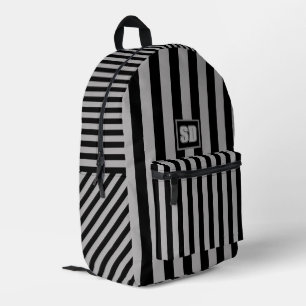 vertical wallpaper grey black stripes printed backpack