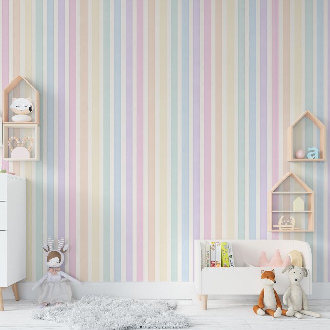 Vertical Watercolor Pastel Stripe Rainbow Wallpaper (Creator Uploaded)