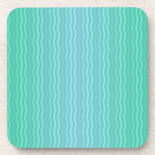Vertical Wavy Stripes Pattern Turquoise Teal Coaster