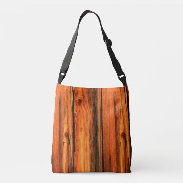vertical weathered barn boards crossbody bag (Back)