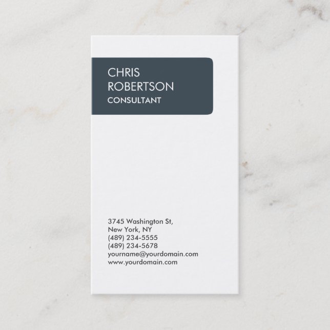 Vertical White Charcoal Attractive Business Card (Front)