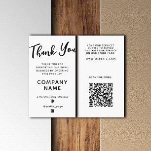 Vertical white elegant Thank you Business Card