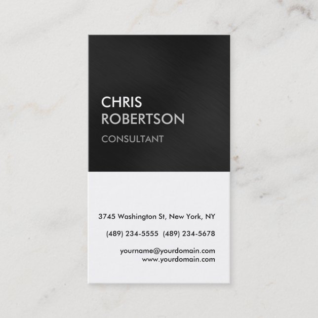 Vertical White Grey Attractive Business Card (Front)