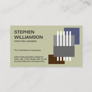 Vertical White Rebars Building Blocks Engineering Business Card