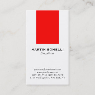 Vertical White Red Stripe Standard Business Card