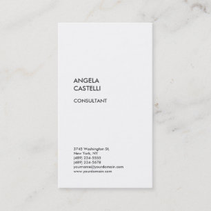 Vertical White Trendy Modern Minimalist Plain Busi Business Card