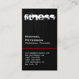 Vertical Wood Pattern Grey Fitness Business Card