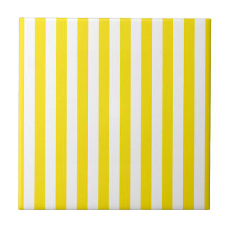 Vertical Yellow Stripes Ceramic Tile