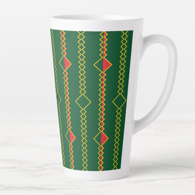 Vertical Zigzag Lines Green Digital Paper-72729 Latte Mug (Right)