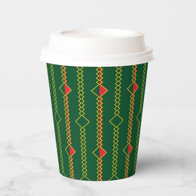 Vertical Zigzag Lines Green Digital Paper-72729 Paper Cups (Front)