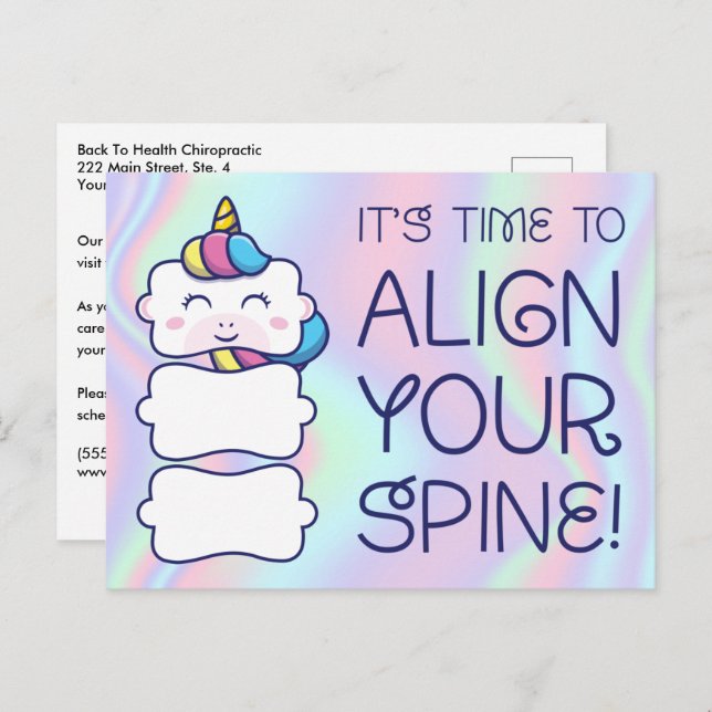 Verticorn™ Paediatrics Chiropractic Recall Postcar Postcard (Front/Back)