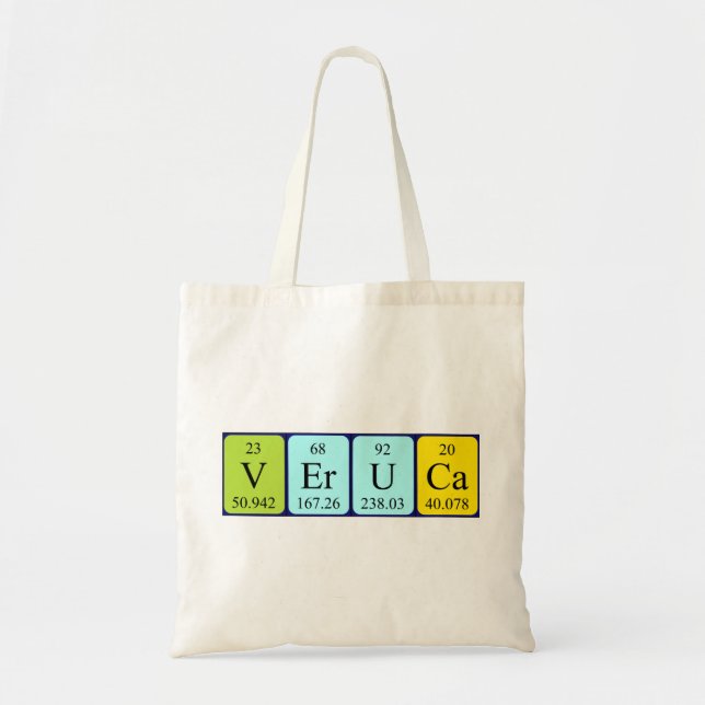 Veruca periodic table name tote bag (Front)