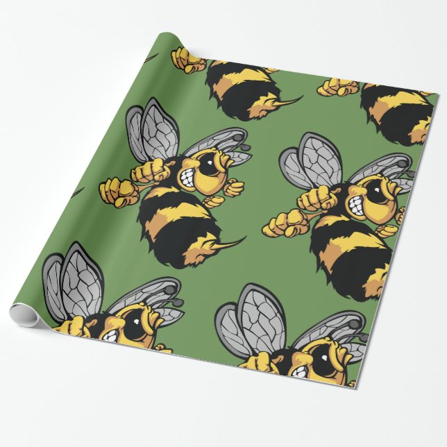 Very Angry Bee Glossy Wrapping Paper (Unrolled)