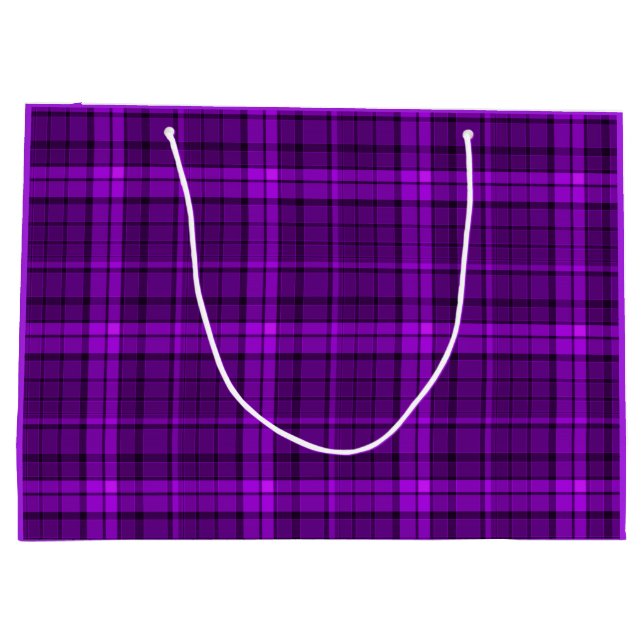 Very beautiful bright chequered pattern of purple  large gift bag (Back)
