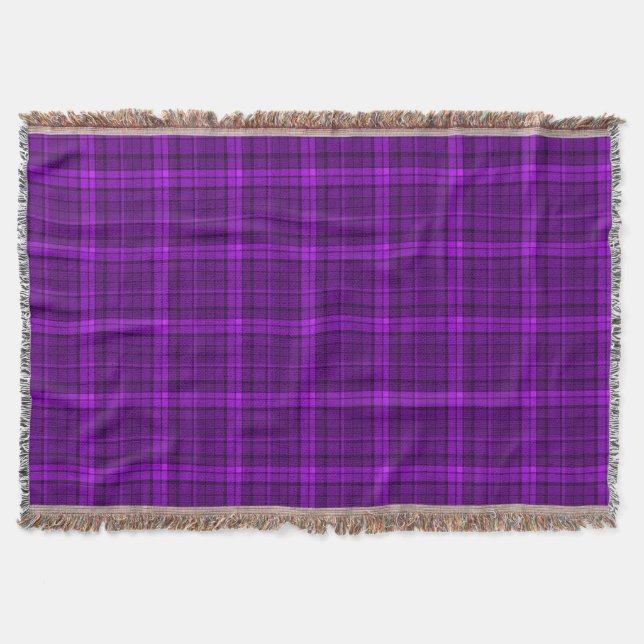 Very beautiful bright chequered pattern of purple  throw blanket (Front)