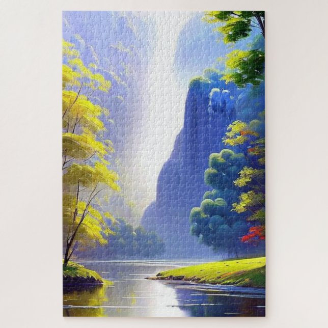 Very Beautiful Serene Nature Landscape Painting Jigsaw Puzzle (Vertical)