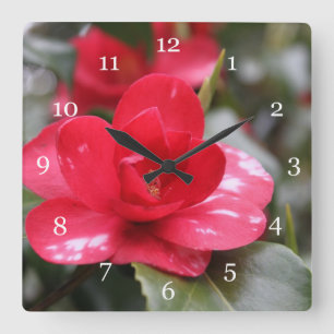 Very beautiful spring, summer pink azalea flower, square wall clock