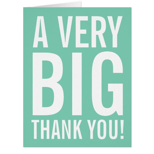 Very big oversized mint Thank You greeting cards