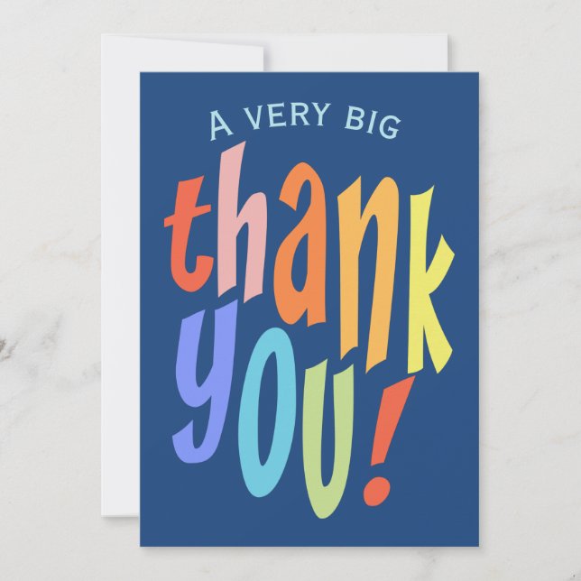 Very Big Thank You Colourful Party Thank You Card (Front)