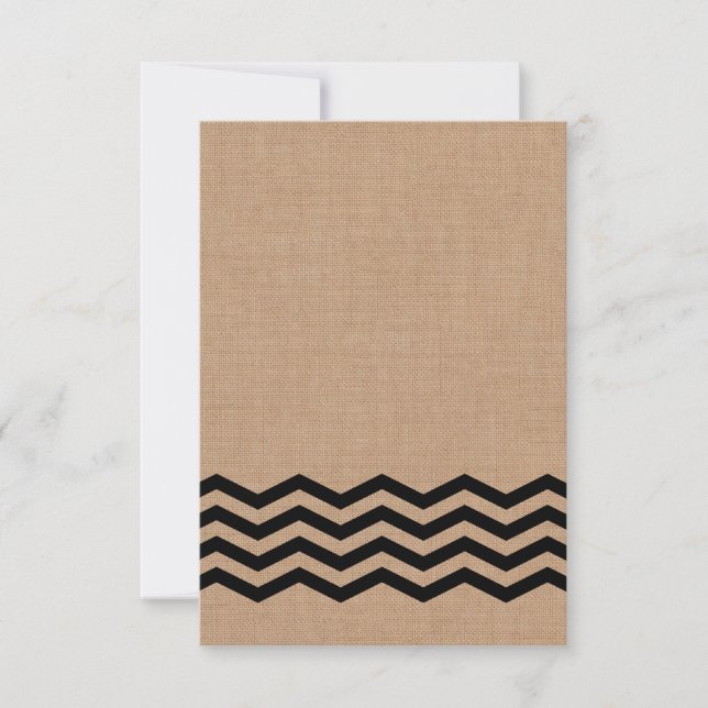 Very Black Chevrons on Burlap RSVP (Front)