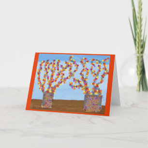 Very bright, cheerful flowers, greeting card