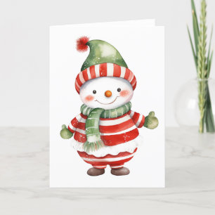 Very Bundled Happy Christmas Snowman BLANk  Holiday Card