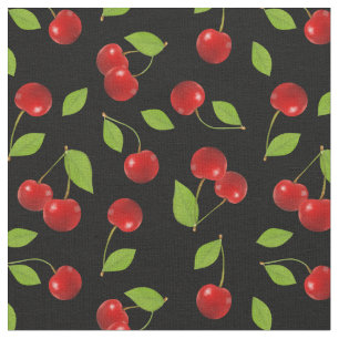 Very Cherry Fabric  - on black