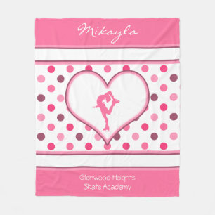 Very Cherry Polka-Dots Lots of Pink Figure Skater Fleece Blanket