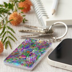 Very colorfully abstract forms art 1 key ring