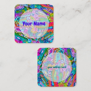 Very colorfully abstract forms art 9 square business card