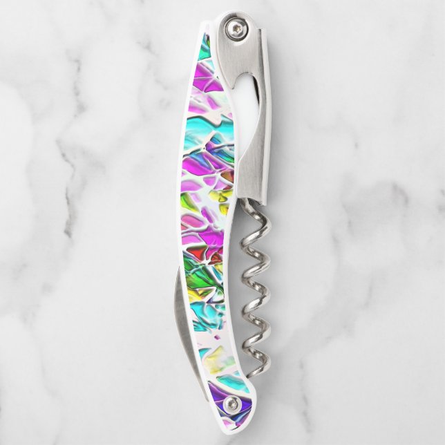 Very coloured abstract shapes floating in milk ste corkscrew (Back)