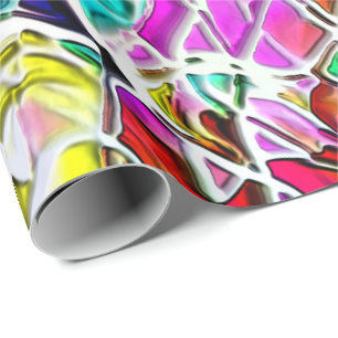 Very coloured abstract shapes floating in milk ste wrapping paper