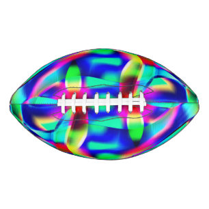 Very colourful curved shapes, green prevails over. football