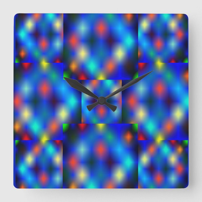 Very colourful images, distance effect, darkish. square wall clock (Front)