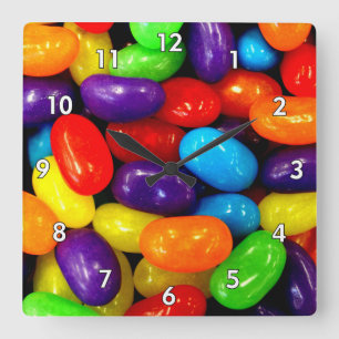 Very Colourful Jelly Bean Pile Square Wall Clock