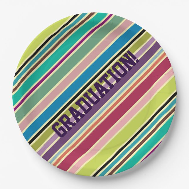 Very Colourful Stripe Paper Plate (Front)