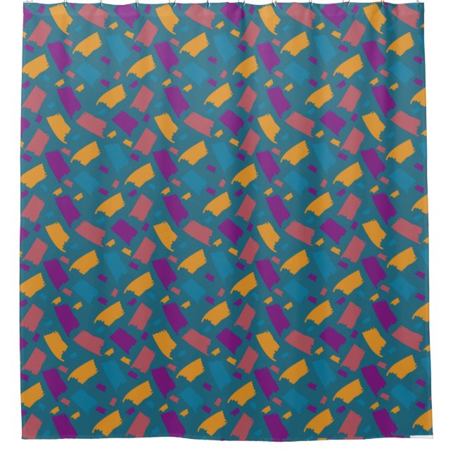 Very Colourful Uneven Pattern Shower Curtain (Front)