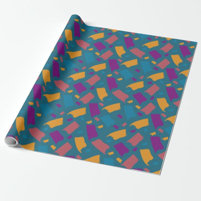 Very Colourful Uneven Pattern Wrapping Paper (Unrolled)