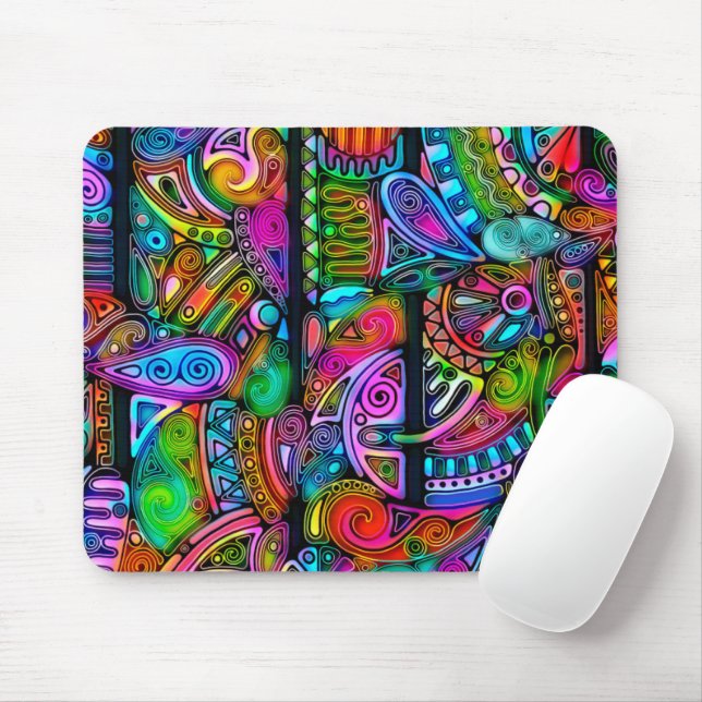Very colourfully abstract forms art 10 mouse pad (With Mouse)