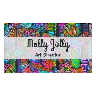 Very colourfully abstract forms art 10 name tag